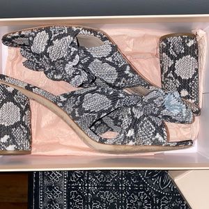 Loeffler RANDALL beautiful gently used mule heels snake print size 10 1/2 women